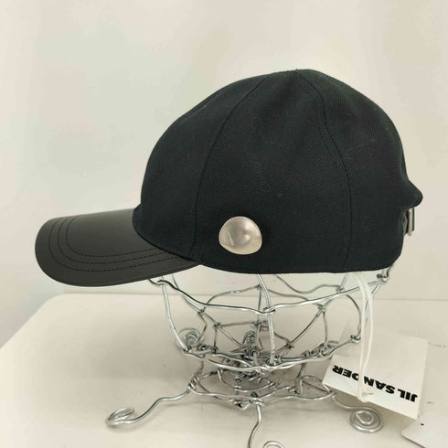 ジルサンダー JIL SANDER CAP 15 WL メタルロゴデザイン レザー切り替え 6パネル ベースボールキャップ メンズ  S